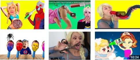 Thumbnails of Elsagate content