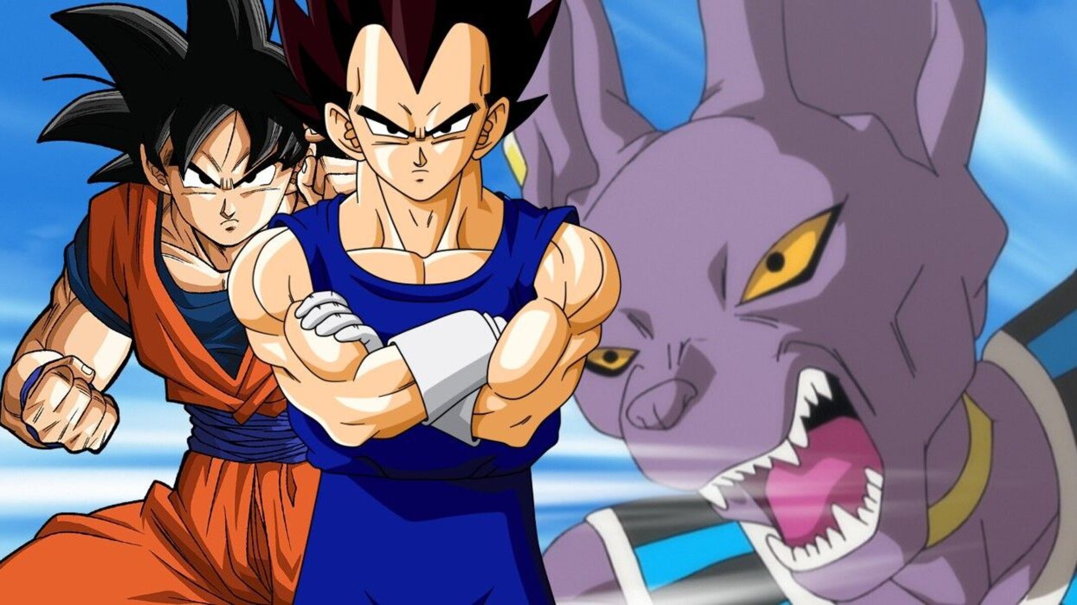 Goku Vegeta and Beerus in Dragon Ball 1