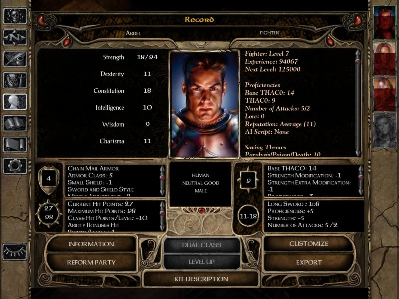 baldurs gate 2 character