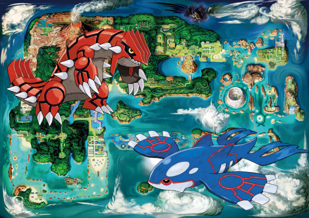 Groudon e Kyogre nella regione di Hoenn