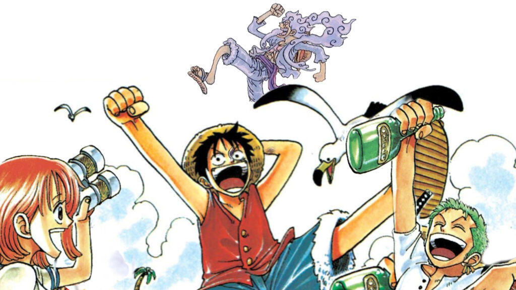 One Piece 1 con Gear 5 sullo sfondo