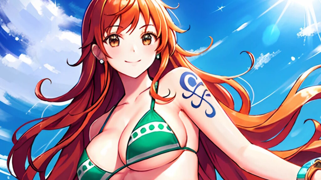 One Piece Nami in bikini verde