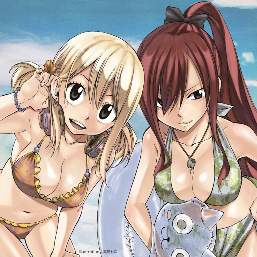 Lucy ed Erza di Fairy Tail in bikini