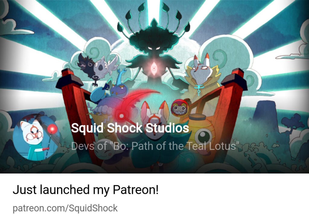 Squid Shock Studios crea un patreon per il supporto del loro gioco Bo Path of the Teal Lotus