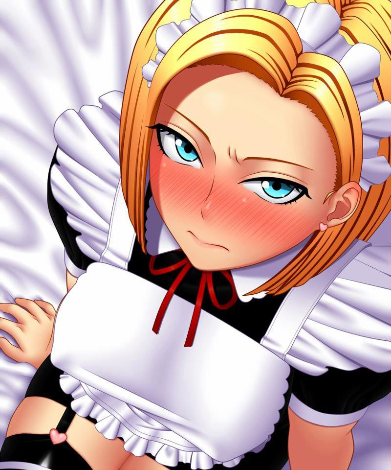 C18 di Dragon Ball con un costume da maid