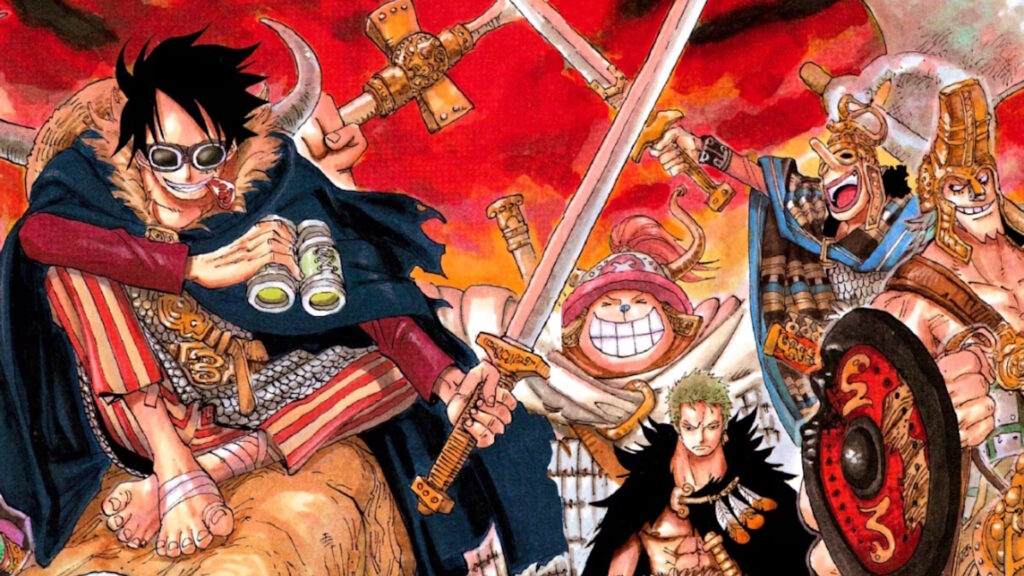 Copertina di one piece a tema vichinghi