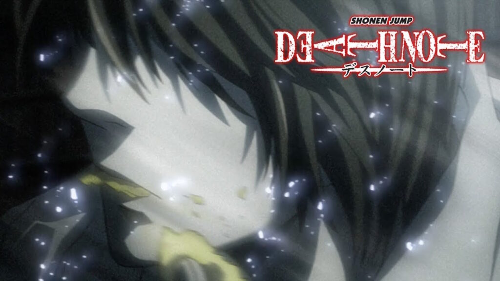 Iconica scena dell'anime di Death Note dove Light prende una patatina e la mangia