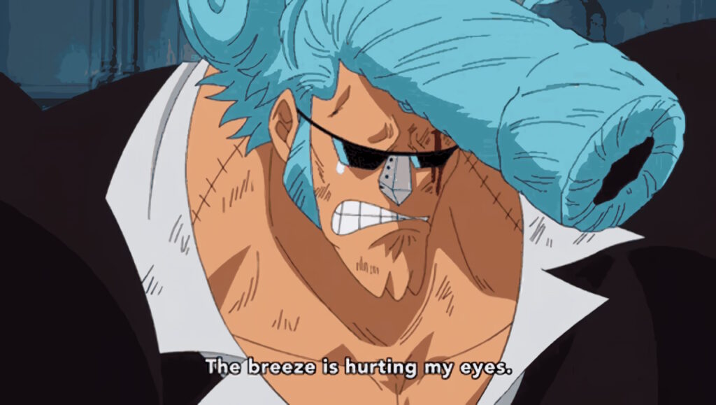 Franky di One Piece che piange