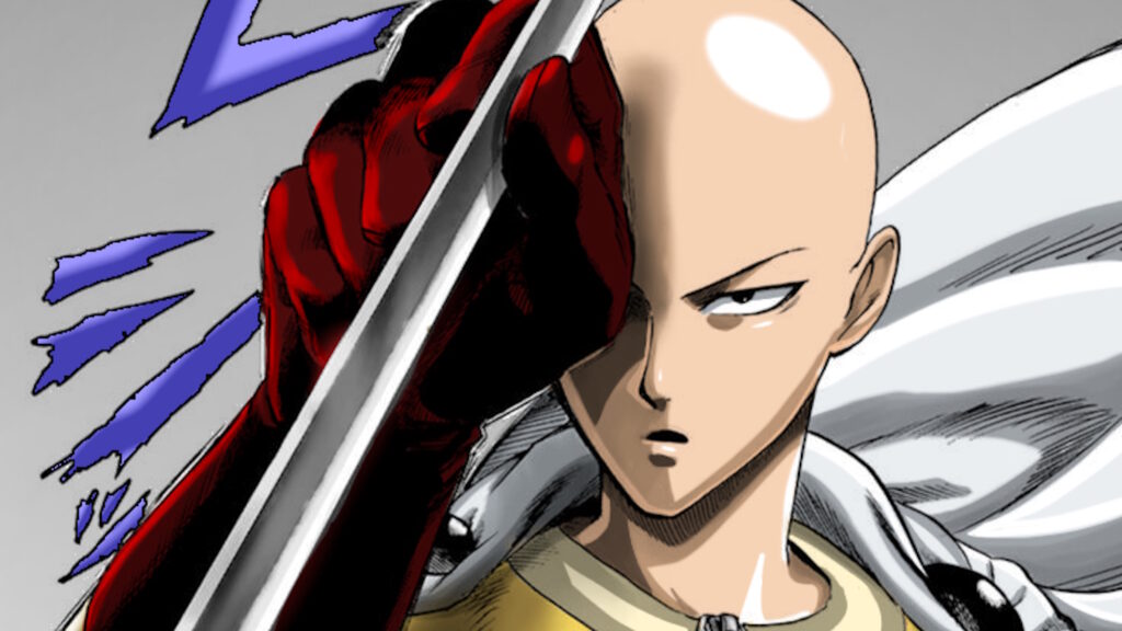 one punch man saitama blocca spada