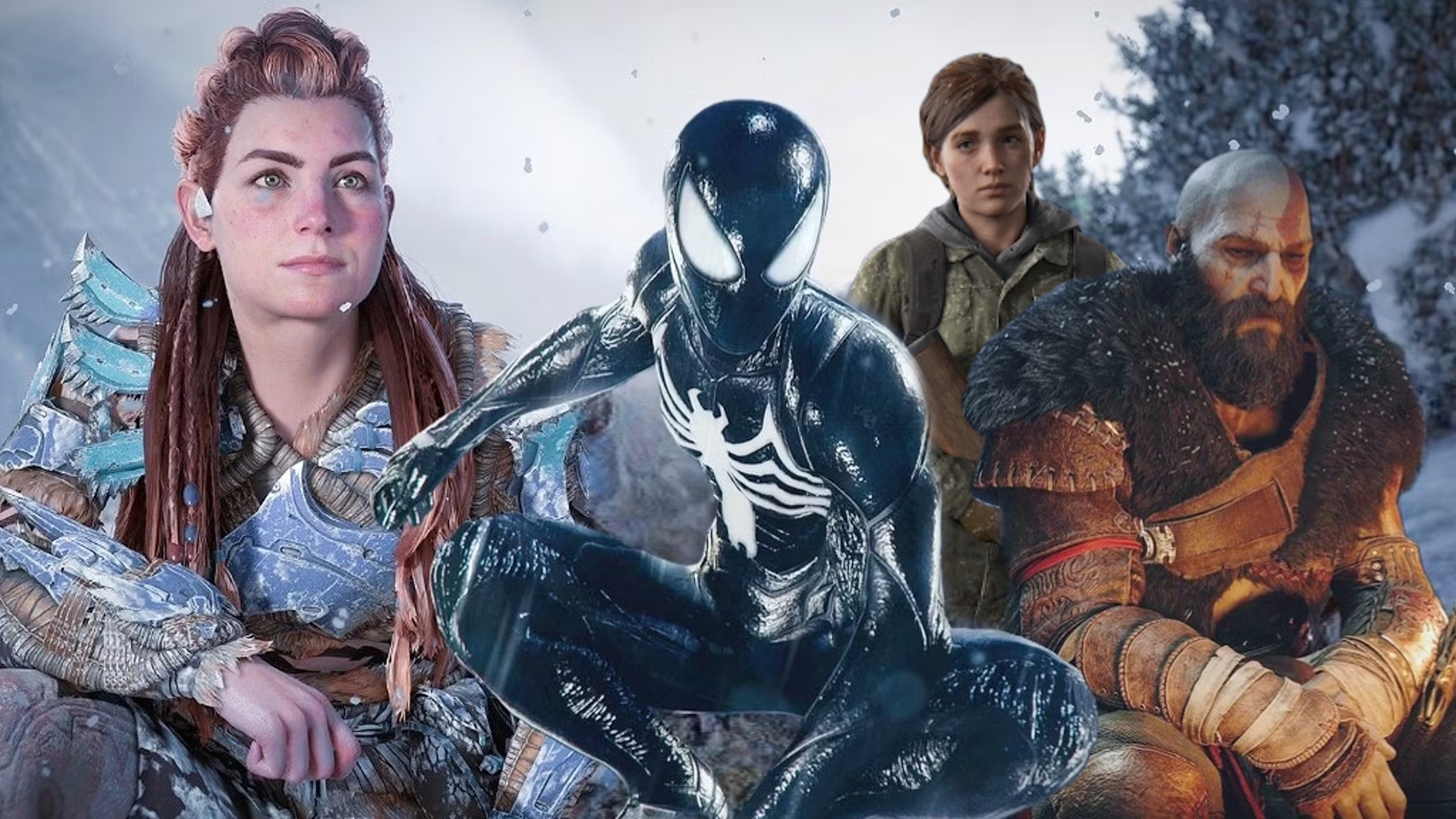 Protagonisti dei titoli Sony Marvel’s Spider-Man 2, The Last of Us Part II Remastered, God of War Ragnarök e Horizon Zero Dawn Remastered