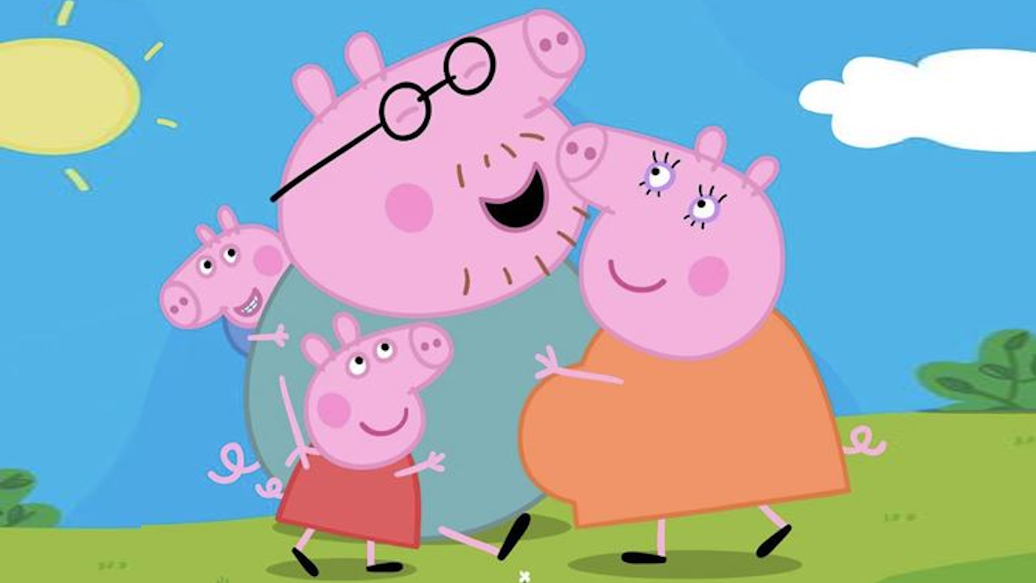 La famiglia di Peppa pig con mamma pig incinta