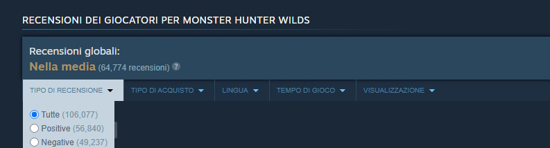 recensioni steam monster hunter wilds